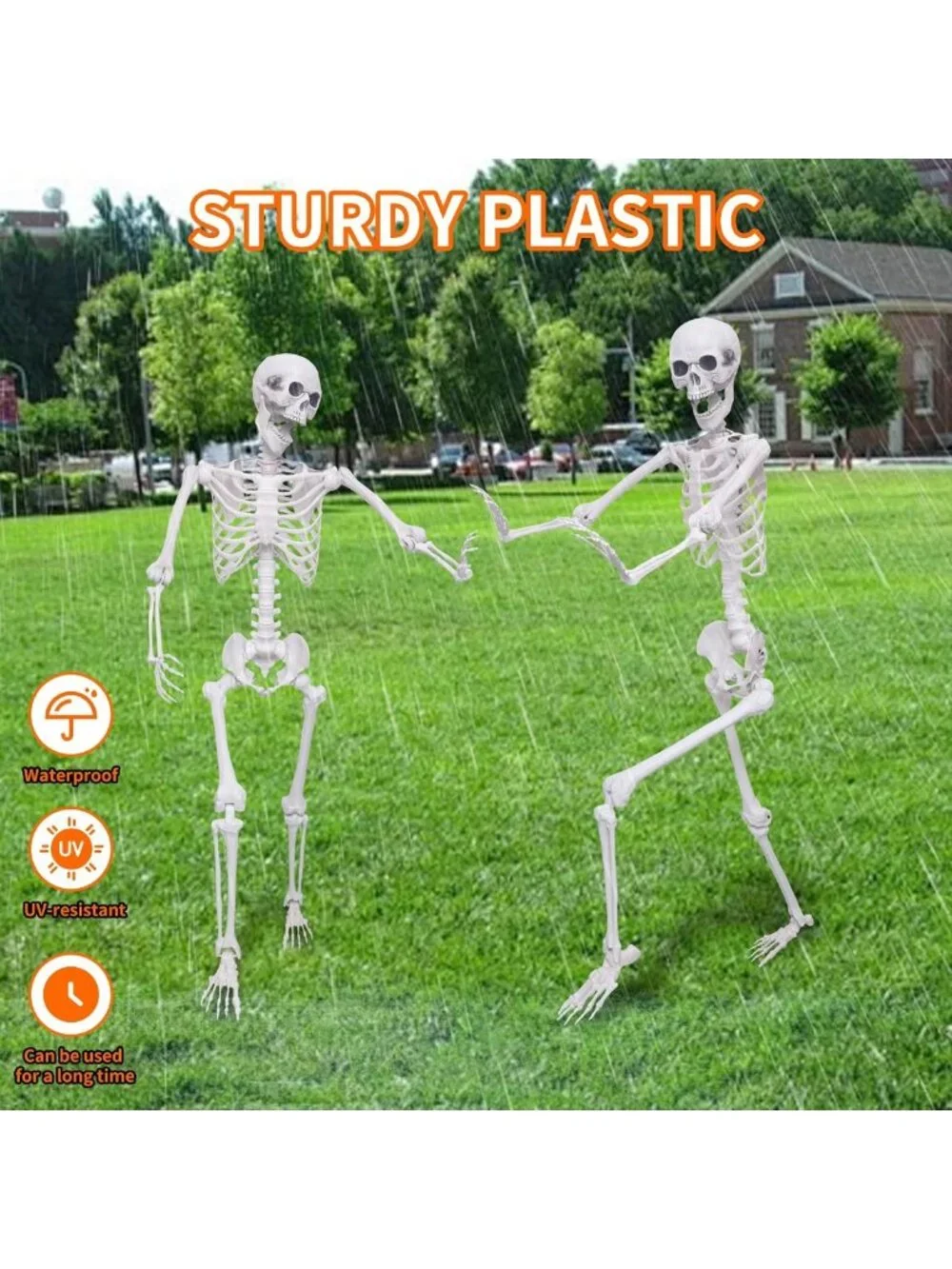2 Pack Life-Size Posable Halloween Skeletons with Movable Joints for Decor